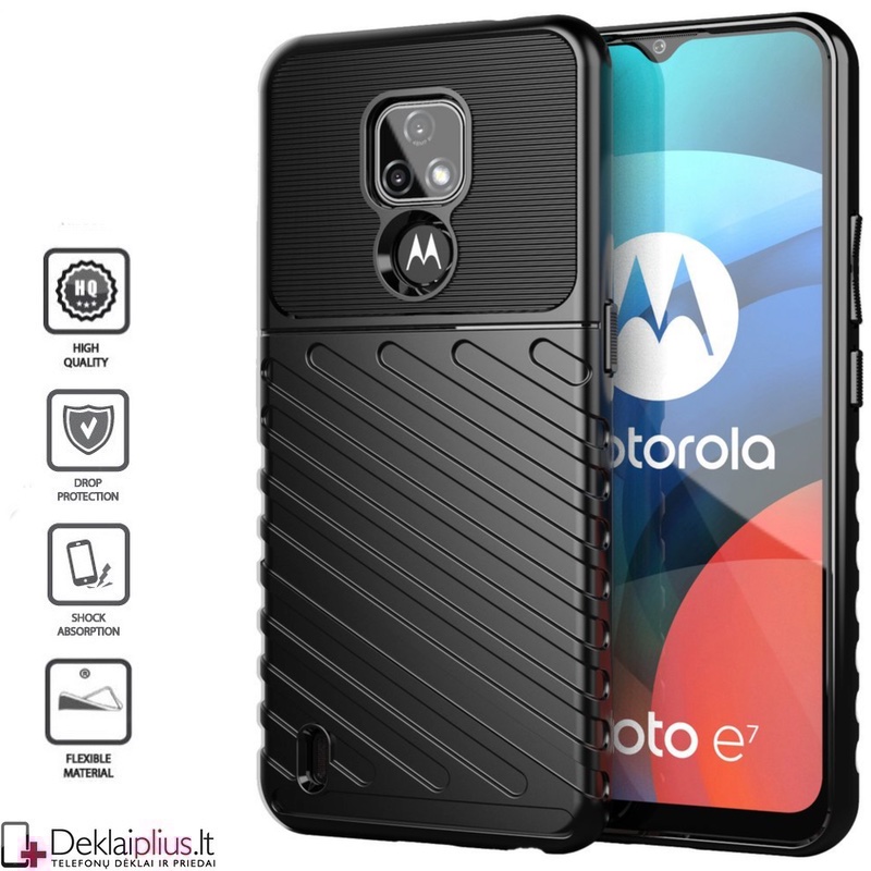 Thunder guminis dėklas - juodas (telefonui Motorola Moto E7 Thunder guminis dėklas - juodas (telefonui Motorola Moto E7